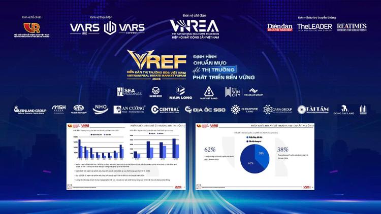 Sân khấu sự kiện Diễn đàn Thị trường Bất động sản Việt Nam 2026 chủ đề Định hình chuẩn mực phát triển bền vững