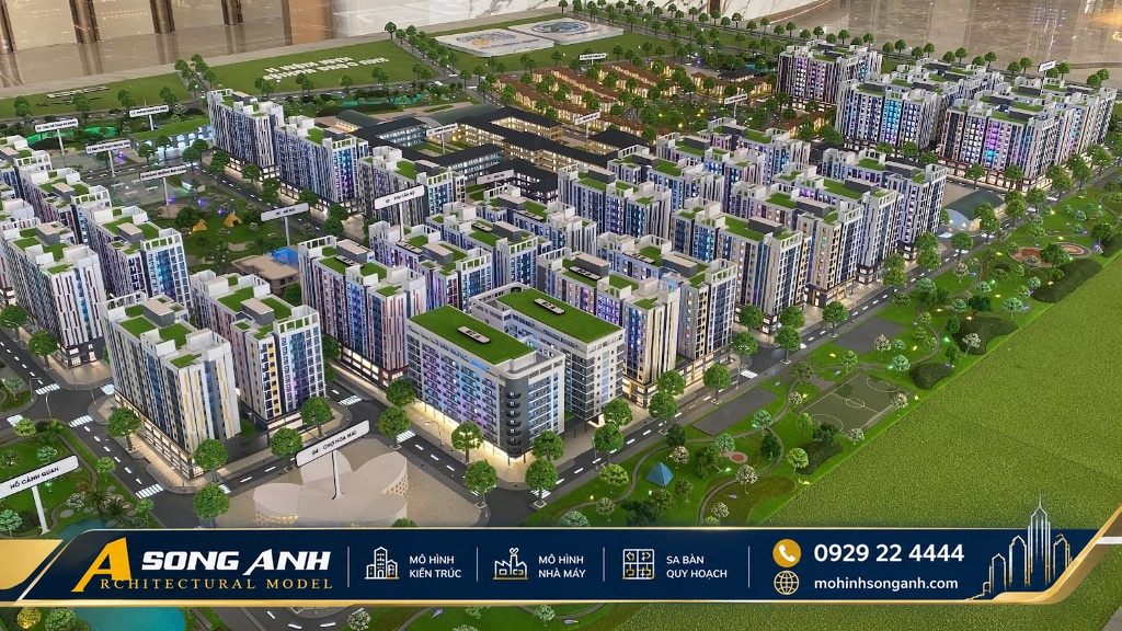 Sa bàn nhà ở xã hội Hàm Kiệm lên đèn LED ban đêm lung linh tại xưởng Song Anh